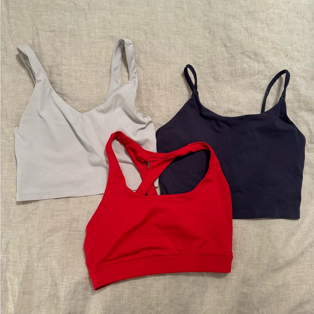 Set of 3 - Athletic Crop Tops - Red, Black, Navy